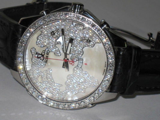 Jacob & Co. Five Time Zone Quartz Men's Watch Steel Case With Leather Strap Authentic Luxury Timepiece