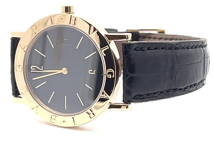 Quartz Women's Watch Yellow Gold Case With Leather Strap Authentic Luxury Timepiece