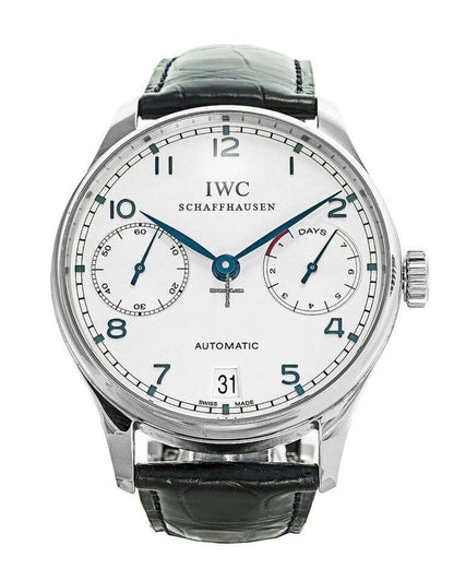 IWC Portuguese Automatic Automatic Men's Watch Steel Case With Leather Strap Authentic Luxury Timepiece