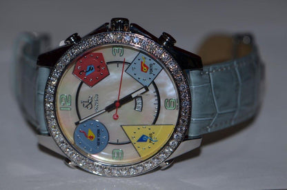 Jacob & Co. Five Time Zone Quartz Men's Watch Steel Case With Leather Strap Authentic Luxury Timepiece