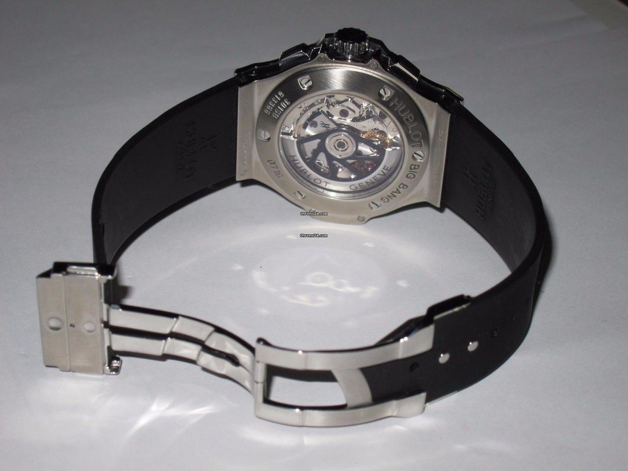 Hublot Big Bang 44 mm Automatic Men's Watch Steel Case With Rubber Strap Authentic Luxury Timepiece