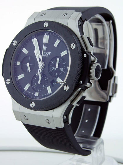 Hublot Big Bang 44 mm Automatic Men's Watch Steel Case With Rubber Strap Authentic Luxury Timepiece