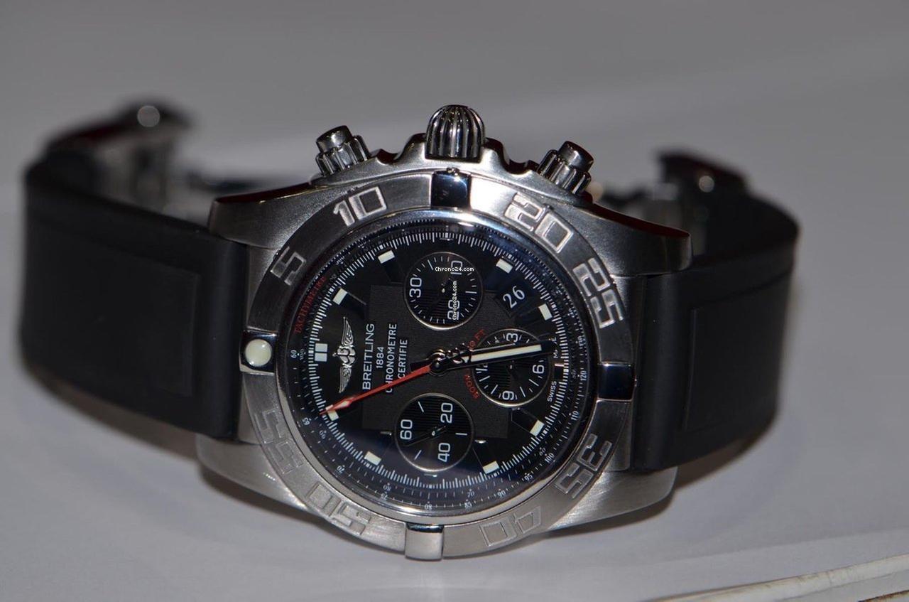 Breitling Chronomat Automatic Men's Watch Steel Case With Rubber Strap Authentic Luxury Timepiece