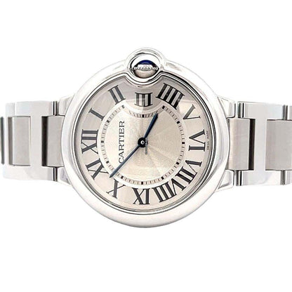 Cartier Ballon Bleu 36mm Quartz Women's Watch With Steel Case and Strap Authentic Luxury Timepiece