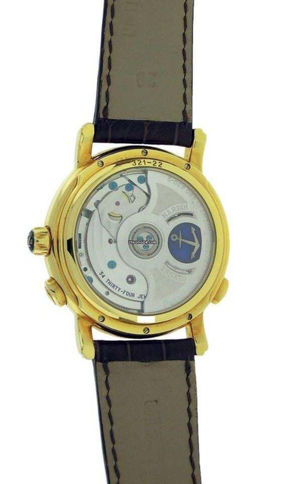 Ulysse Nardin GMT +/- Perpetual Automatic Men's Watch Yellow Gold Case With Leather Strap Authentic Luxury Timepiece