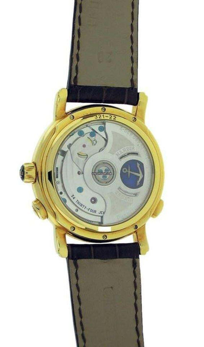 Ulysse Nardin GMT +/- Perpetual Automatic Men's Watch Yellow Gold Case With Leather Strap Authentic Luxury Timepiece