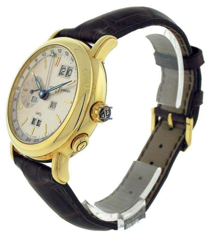 Ulysse Nardin GMT +/- Perpetual Automatic Men's Watch Yellow Gold Case With Leather Strap Authentic Luxury Timepiece