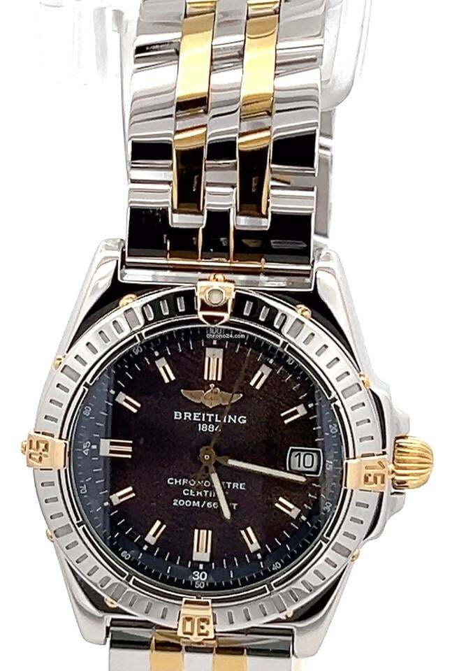 Breitling Quartz Men's Watch Steel Case With Gold/Steel Strap Authentic Luxury Timepiece
