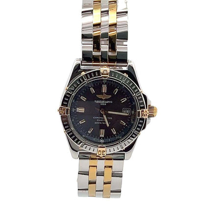 Breitling Quartz Men's Watch Steel Case With Gold/Steel Strap Authentic Luxury Timepiece