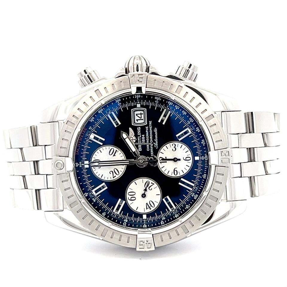 Breitling Chronomat Evolution Automatic Men's Watch With Steel Case and Strap Authentic Luxury Timepiece