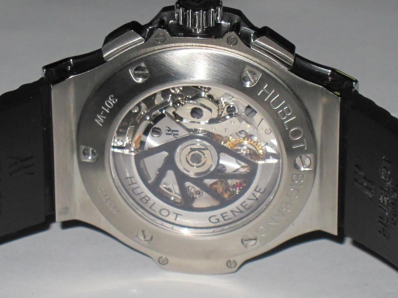 Hublot Big Bang 44 mm Automatic Men's Watch Steel Case With Rubber Strap Authentic Luxury Timepiece