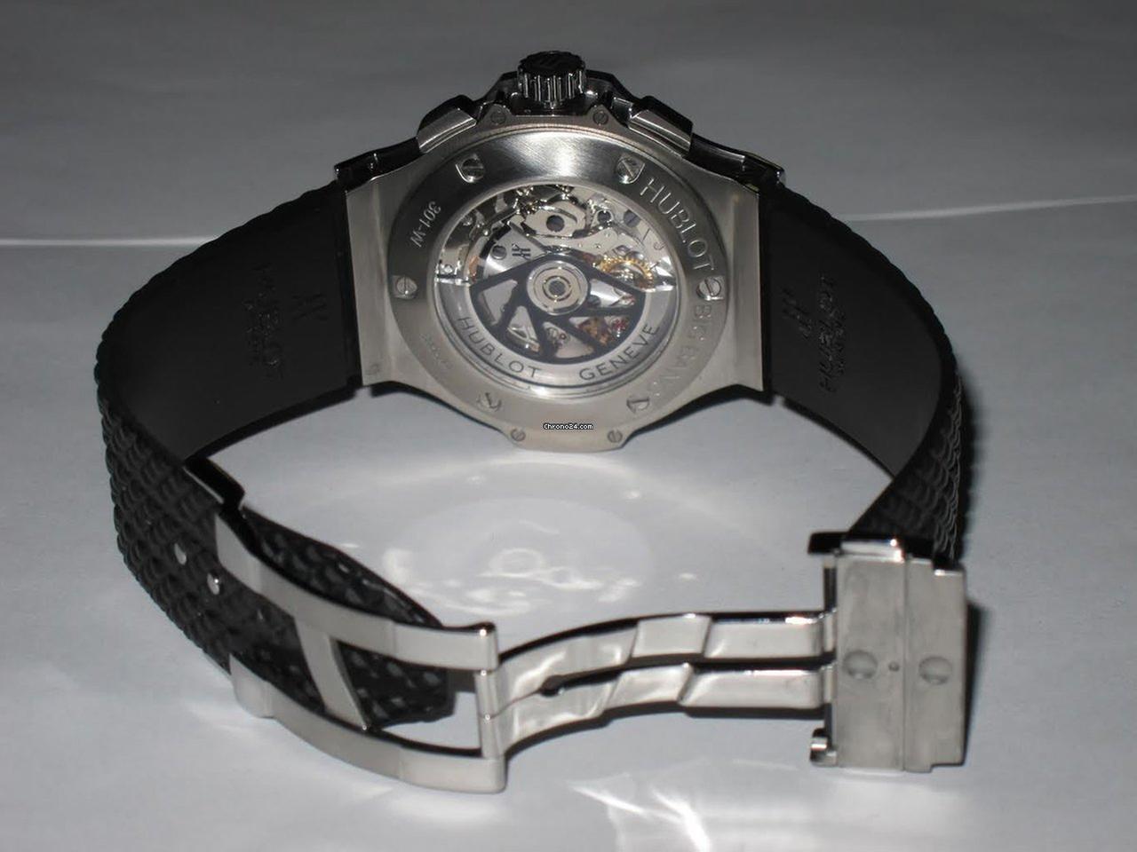 Hublot Big Bang 44 mm Automatic Men's Watch Steel Case With Rubber Strap Authentic Luxury Timepiece