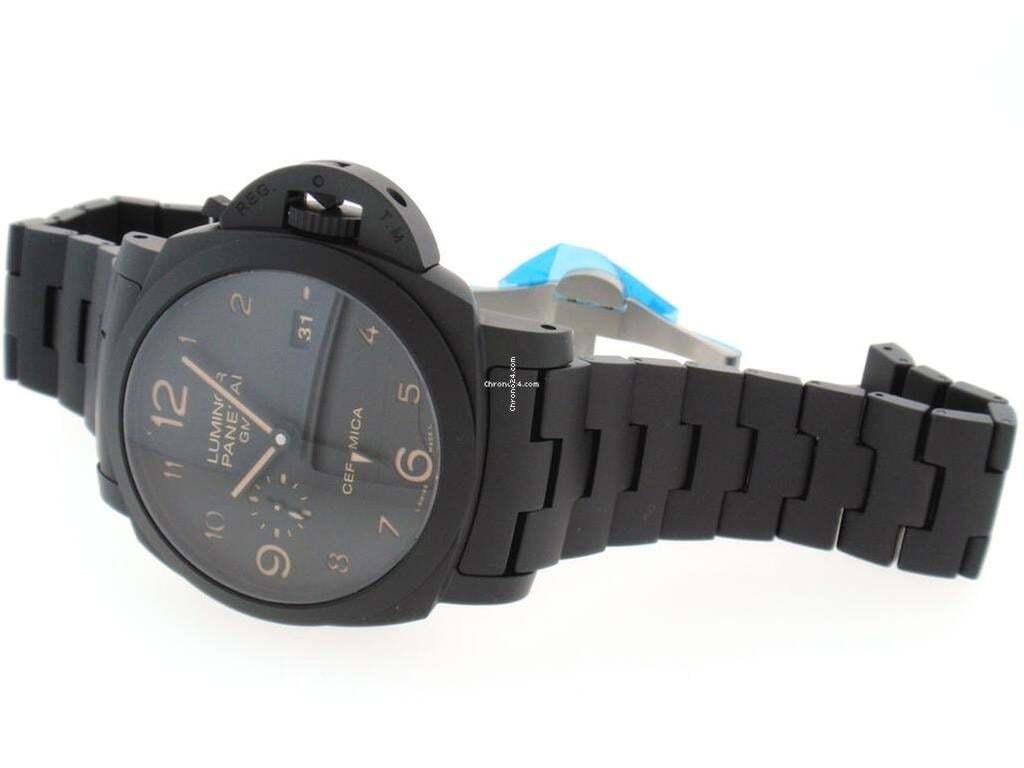 Panerai Luminor 1950 3 Days GMT Automatic Automatic Men's Watch With Ceramic Case and Strap Authentic Luxury Timepiece