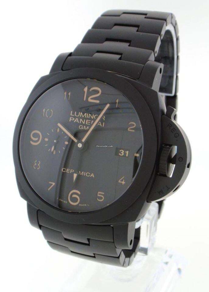 Panerai Luminor 1950 3 Days GMT Automatic Automatic Men's Watch With Ceramic Case and Strap Authentic Luxury Timepiece