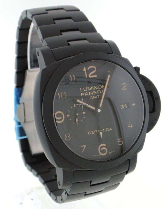 Panerai Luminor 1950 3 Days GMT Automatic Automatic Men's Watch With Ceramic Case and Strap Authentic Luxury Timepiece