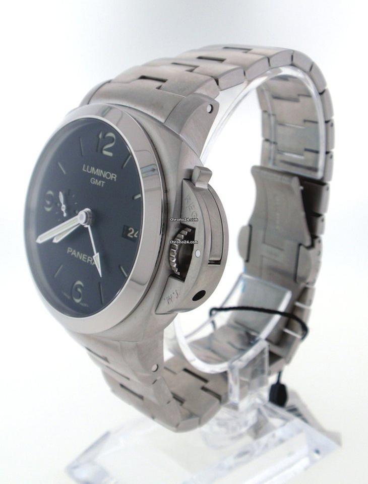 Panerai Luminor 1950 3 Days GMT Automatic Automatic Men's Watch With Steel Case and Strap Authentic Luxury Timepiece
