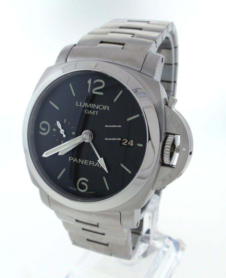 Panerai Luminor 1950 3 Days GMT Automatic Automatic Men's Watch With Steel Case and Strap Authentic Luxury Timepiece