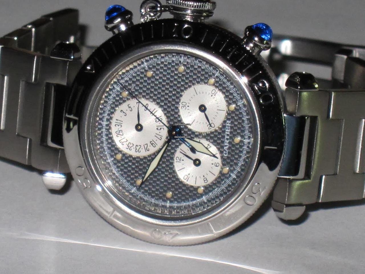 Cartier Pasha Quartz Men's Watch With Steel Case and Strap Authentic Luxury Timepiece