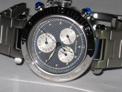 Cartier Pasha Quartz Men's Watch With Steel Case and Strap Authentic Luxury Timepiece