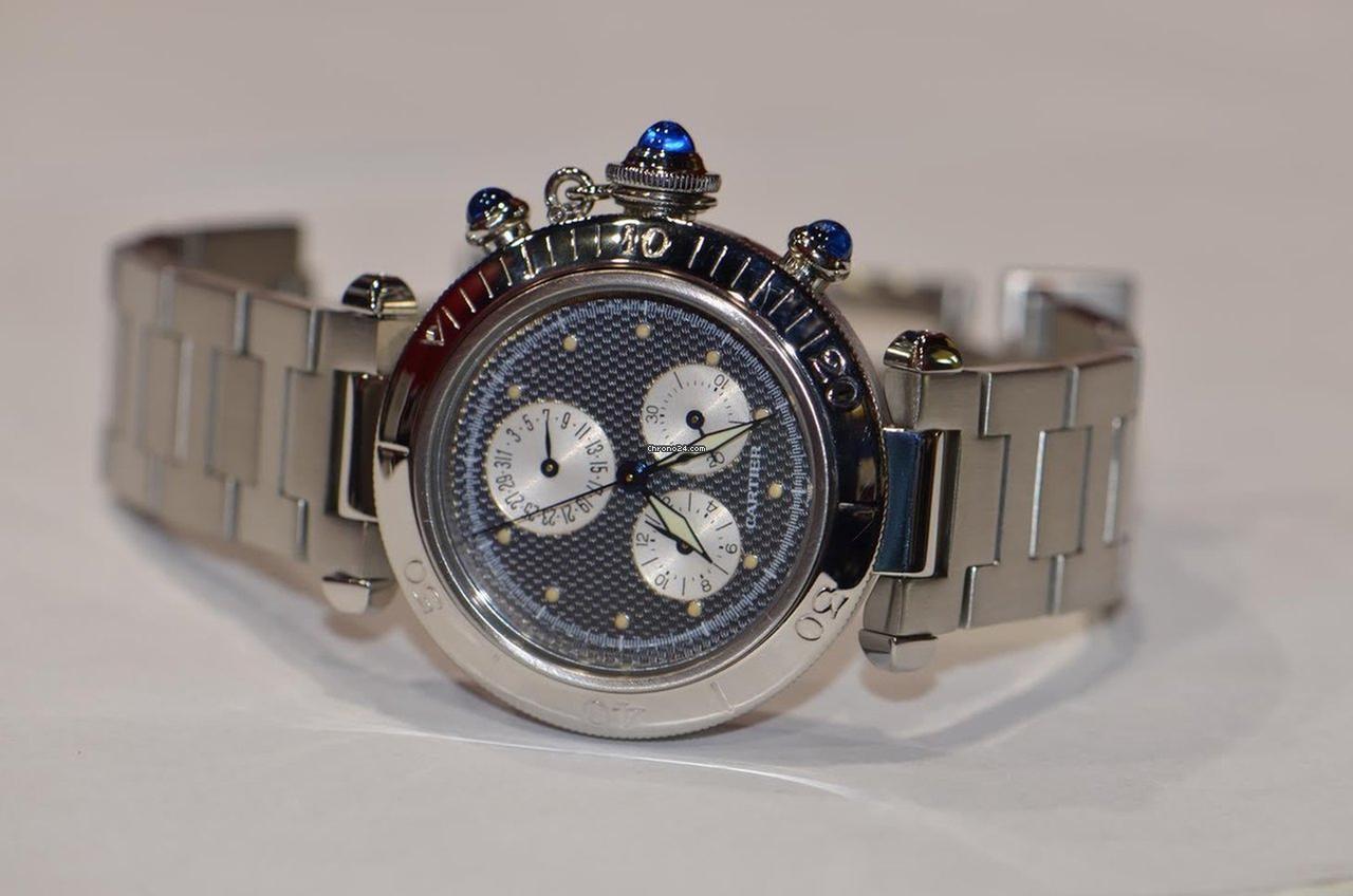 Cartier Pasha Quartz Men's Watch With Steel Case and Strap Authentic Luxury Timepiece