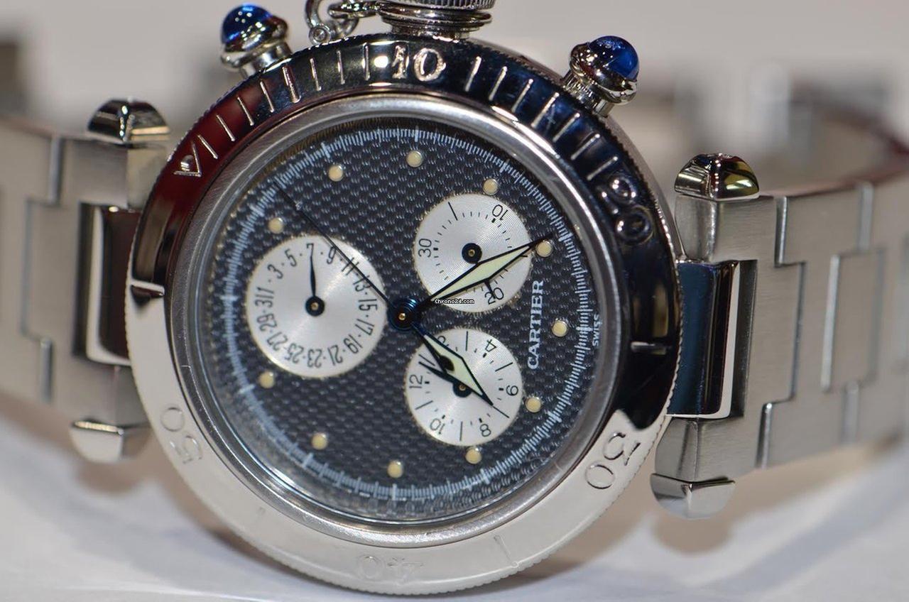 Cartier Pasha Quartz Men's Watch With Steel Case and Strap Authentic Luxury Timepiece