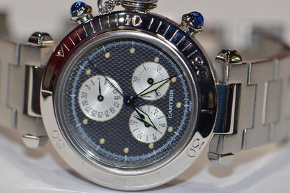 Cartier Pasha Quartz Men's Watch With Steel Case and Strap Authentic Luxury Timepiece