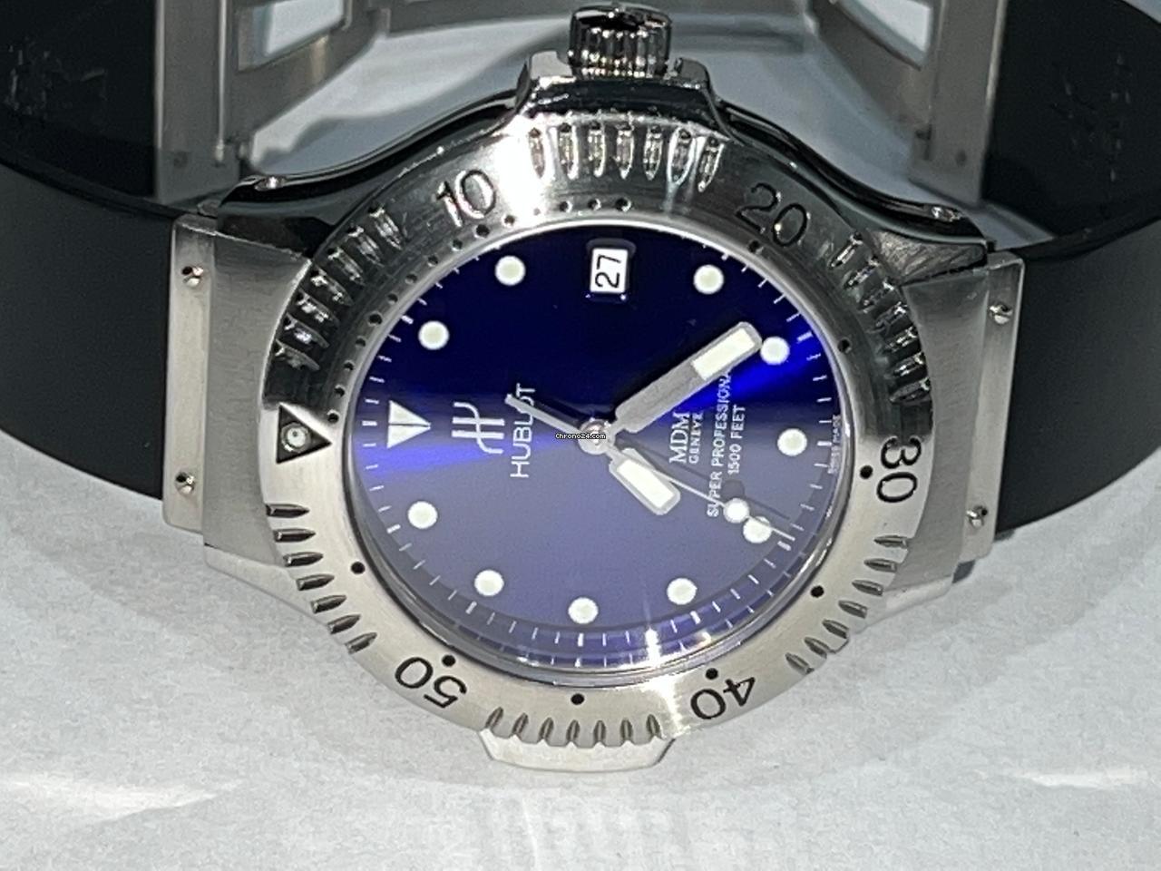 Hublot Automatic Men's Watch Steel Case With Rubber Strap Authentic Luxury Timepiece