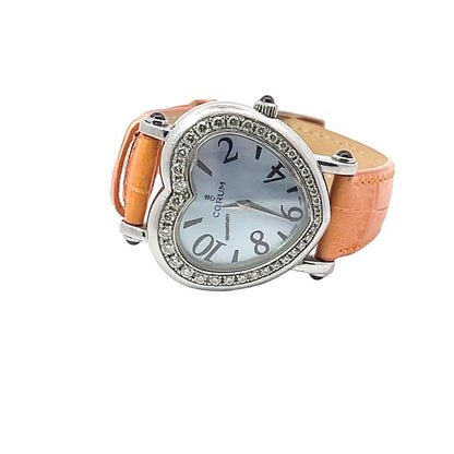 Corum Quartz Women's Watch Steel Case With Leather Strap Authentic Luxury Timepiece