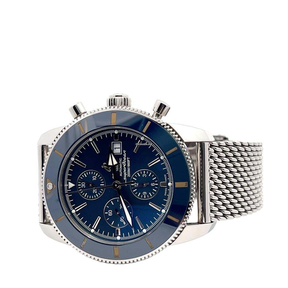 Breitling Superocean Heritage II Chronograph Automatic Men's Watch With Steel Case and Strap Authentic Luxury Timepiece