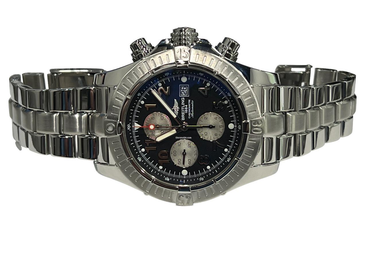Breitling Super Avenger Automatic Men's Watch With Steel Case and Strap Authentic Luxury Timepiece