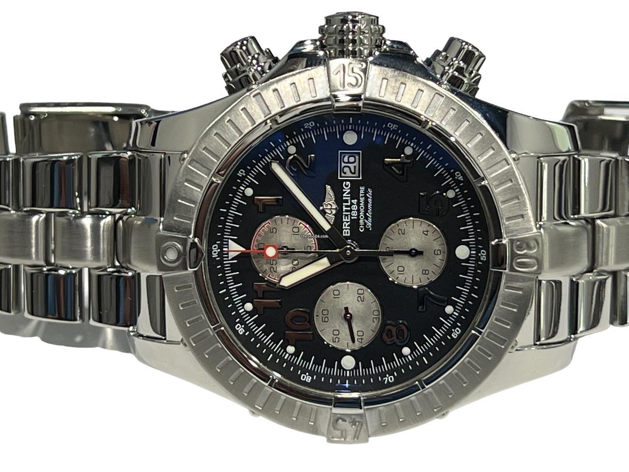Breitling Super Avenger Automatic Men's Watch With Steel Case and Strap Authentic Luxury Timepiece