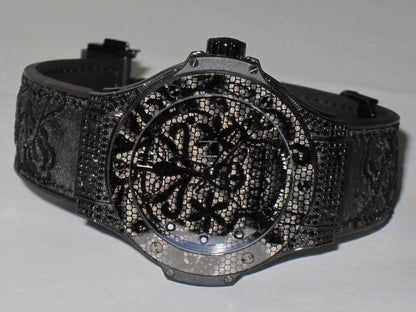 Hublot Big Bang Broderie Automatic Women's Watch Steel Case With Rubber Strap Authentic Luxury Timepiece