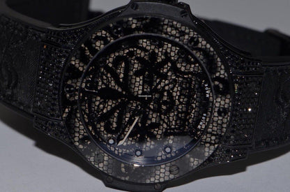 Hublot Big Bang Broderie Automatic Women's Watch Steel Case With Rubber Strap Authentic Luxury Timepiece