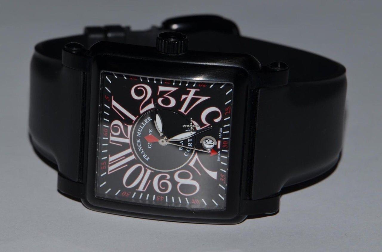 Franck Muller Conquistador Cortez Automatic Men's Watch Steel Case With Rubber Strap Authentic Luxury Timepiece