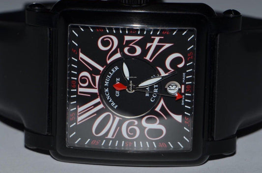 Franck Muller Conquistador Cortez Automatic Men's Watch Steel Case With Rubber Strap Authentic Luxury Timepiece