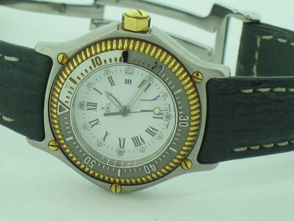 Ebel Discovery Quartz Women's Watch Gold/Steel Case With Leather Strap Authentic Luxury Timepiece