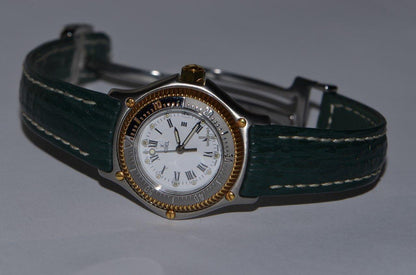 Ebel Discovery Quartz Women's Watch Gold/Steel Case With Leather Strap Authentic Luxury Timepiece