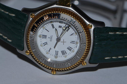 Ebel Discovery Quartz Women's Watch Gold/Steel Case With Leather Strap Authentic Luxury Timepiece