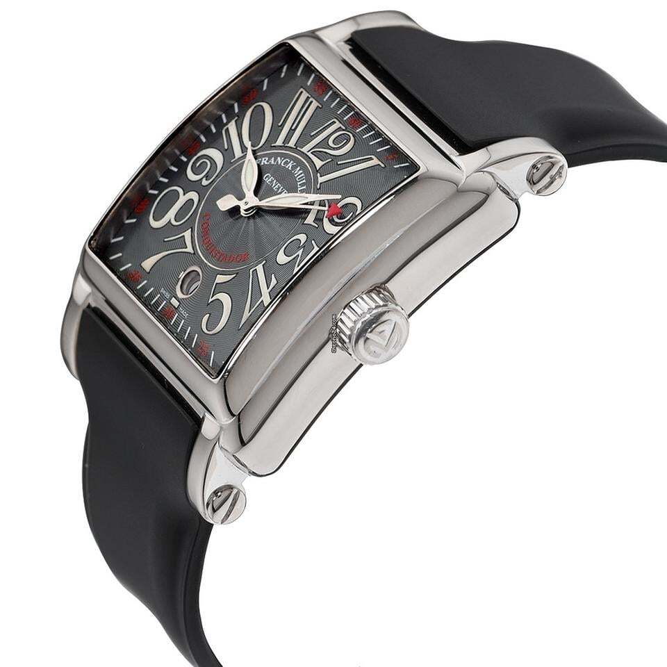 Franck Muller Conquistador Cortez Automatic Men's Watch White Gold Case With Rubber Strap Authentic Luxury Timepiece