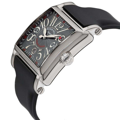 Franck Muller Conquistador Cortez Automatic Men's Watch White Gold Case With Rubber Strap Authentic Luxury Timepiece