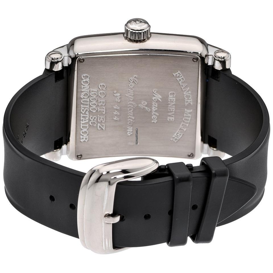 Franck Muller Conquistador Cortez Automatic Men's Watch White Gold Case With Rubber Strap Authentic Luxury Timepiece