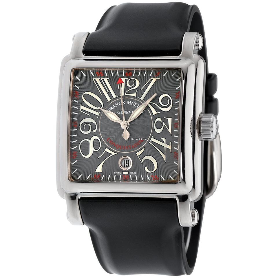 Franck Muller Conquistador Cortez Automatic Men's Watch White Gold Case With Rubber Strap Authentic Luxury Timepiece