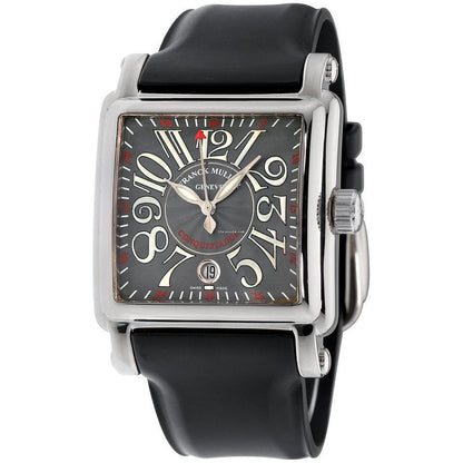 Franck Muller Conquistador Cortez Automatic Men's Watch White Gold Case With Rubber Strap Authentic Luxury Timepiece