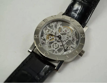 Bulgari Bulgari Automatic Women's Watch White Gold Case With Leather Strap Authentic Luxury Timepiece