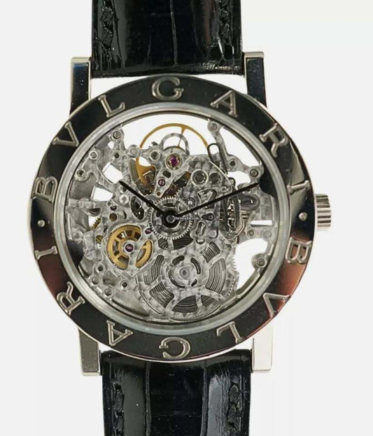 Bulgari Bulgari Automatic Women's Watch White Gold Case With Leather Strap Authentic Luxury Timepiece