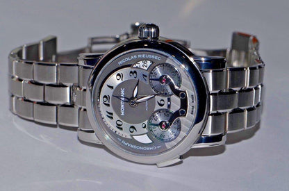 Montblanc Nicolas Rieussec Automatic Men's Watch With Steel Case and Strap Authentic Luxury Timepiece