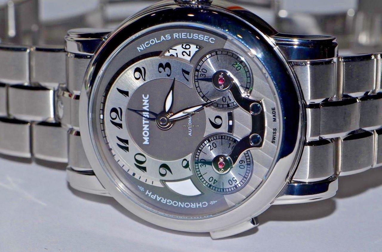 Montblanc Nicolas Rieussec Automatic Men's Watch With Steel Case and Strap Authentic Luxury Timepiece
