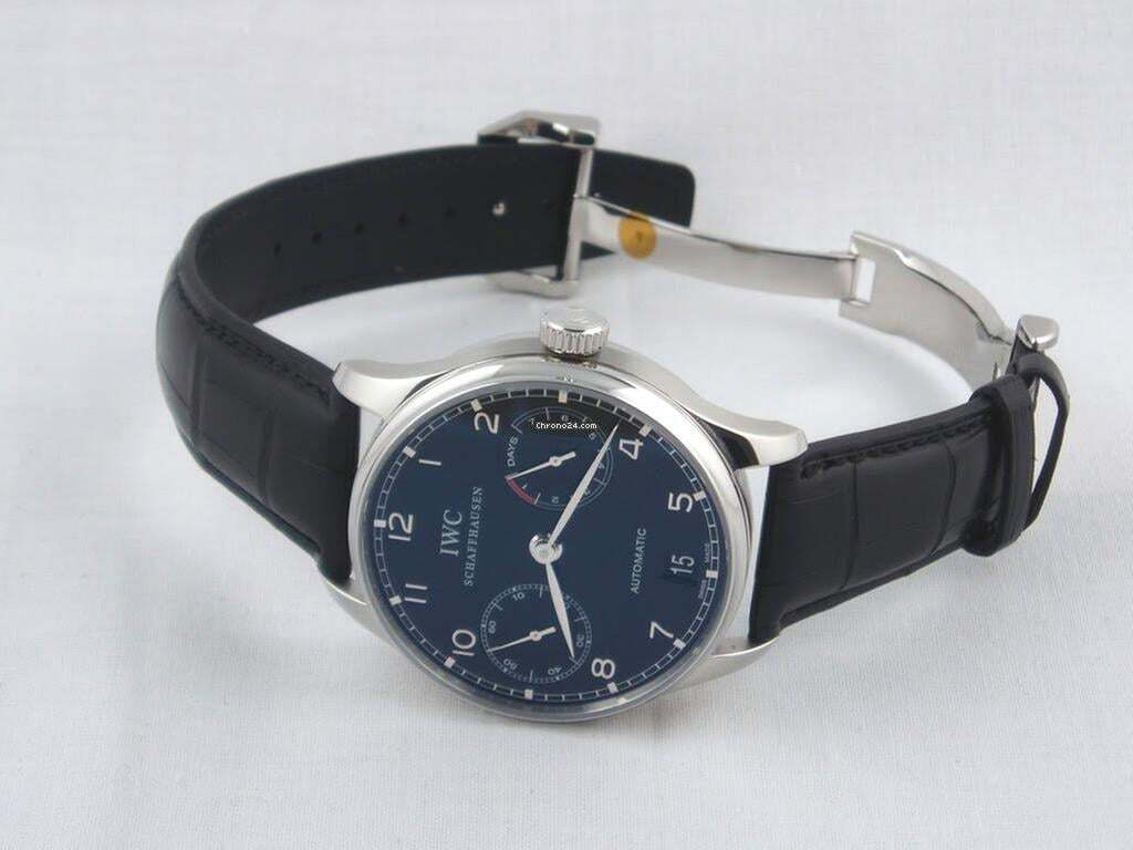 IWC Portuguese Automatic Automatic Men's Watch Steel Case With Leather Strap Authentic Luxury Timepiece