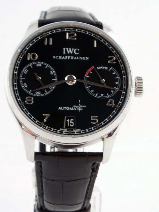 IWC Portuguese Automatic Automatic Men's Watch Steel Case With Leather Strap Authentic Luxury Timepiece