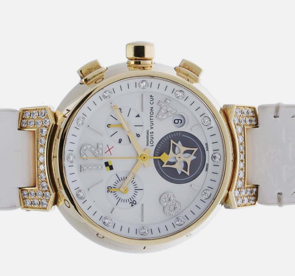 Louis Vuitton Quartz Women's Watch Yellow Gold Case With Leather Strap Authentic Luxury Timepiece